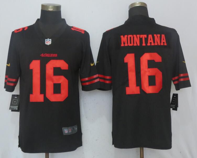 Men San Francisco 49ers 16 Montana Black Vapor Untouchable Limited Player Nike NFL Jerseys